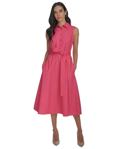 Calvin Klein Women's Cotton Tie-waist Sleeveless Dress