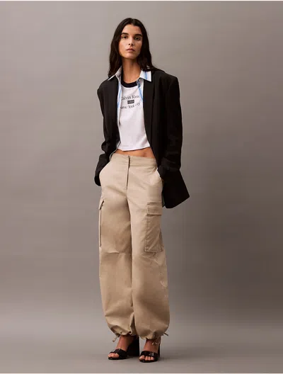 Calvin Klein Women's Cotton Twill Cargo Pants In Aluminum