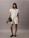 Calvin Klein Women's Cotton Viscose Gauze Romper In Chalk
