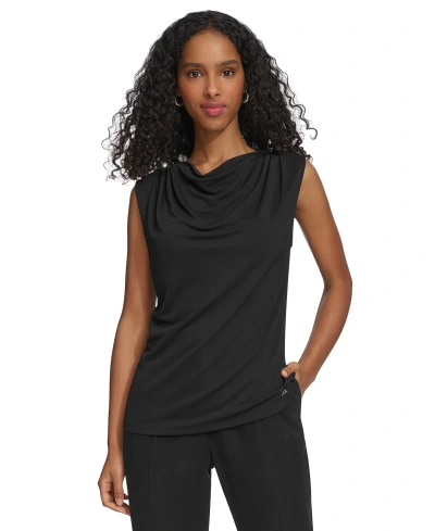 Calvin Klein Women's Asymmetrical-neck Sleeveless Top In Black