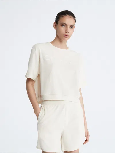 Calvin Klein Women's Cozy Lounge Crewneck T-shirt In Neutral
