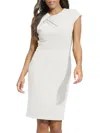 Calvin Klein Women's Crepe Asymmetric Sheath Dress In Cream