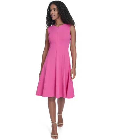 Calvin Klein Women's Crepe Fit & Flare Midi Dress In Pink