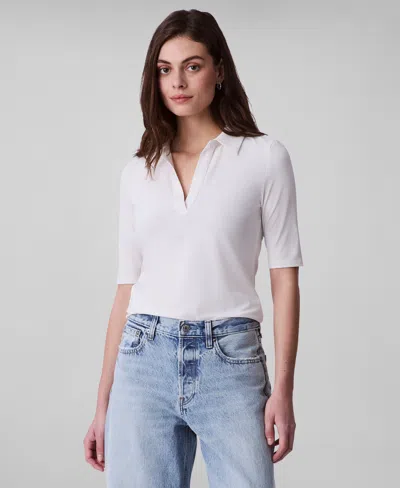 Calvin Klein Women's Crepe Jersey Polo Shirt In White