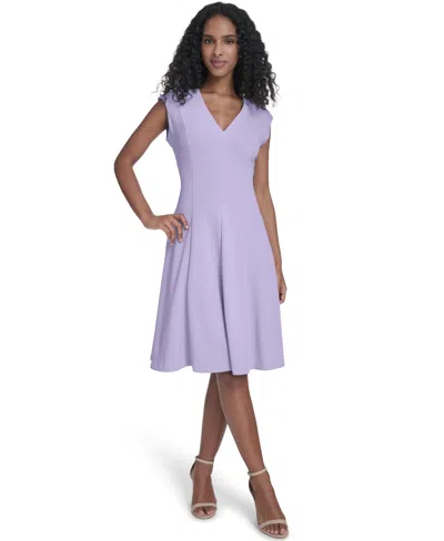 Calvin Klein Women's Crepe V-neck Midi Dress In Purple