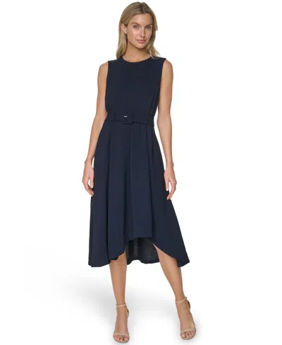 Calvin Klein Women's Crew Neck Midi Dress In Blue