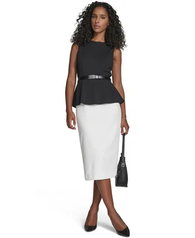 Calvin Klein Women's Crewneck Color-block Midi Dress In Multi