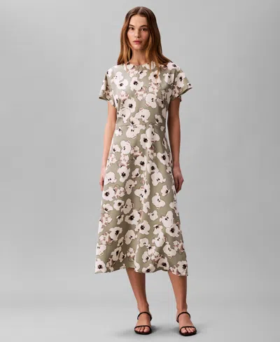 Calvin Klein Women's Crewneck Midi Dress In Green