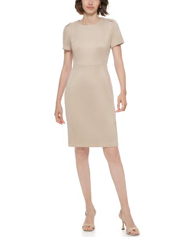 Calvin Klein Women's Crewneck Sheath Short Dress In Neutral