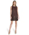 Calvin Klein Women's Crewneck Short Shift Dress In Brown