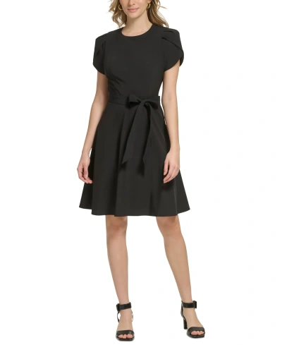 Calvin Klein Women's Crewneck Short-sleeve A-line Dress In Black