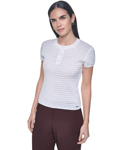 Calvin Klein Women's Crewneck Short-sleeve Sweater In White