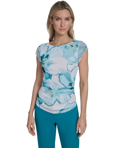 Calvin Klein Women's Crewneck Short-sleeve Top In Blue