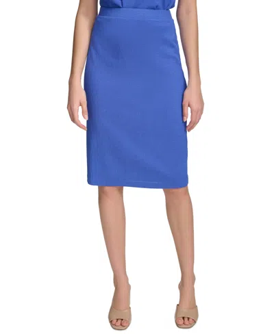 Calvin Klein Women's Crinkle Texture Pull-on Skirt In Dazzling Blue