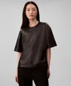 Calvin Klein Women's Crinkled Relaxed Fit Top In Black