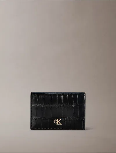 Calvin Klein Women's Croc Minimal Monogram Card Case In Black