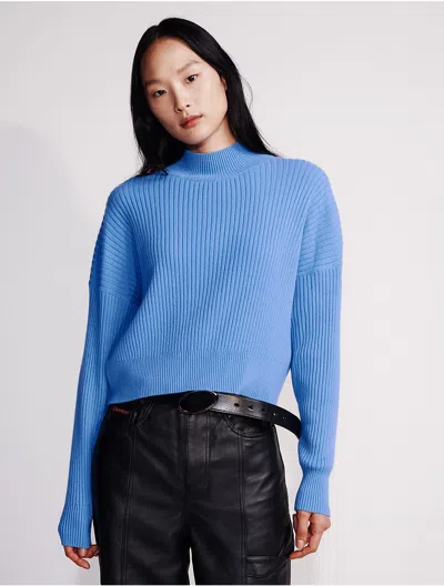 Calvin Klein Women's Cropped Cashmere Crewneck Sweater In Bel Air Blue