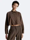 Calvin Klein Women's Cropped Dolman Relaxed Button-down Shirt
