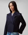 Calvin Klein Women's Cropped Double-breasted Trench Coat In Baritone Blue
