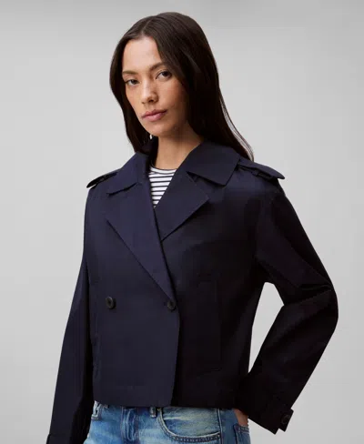 Calvin Klein Women's Cropped Double-breasted Trench Coat In Baritone Blue