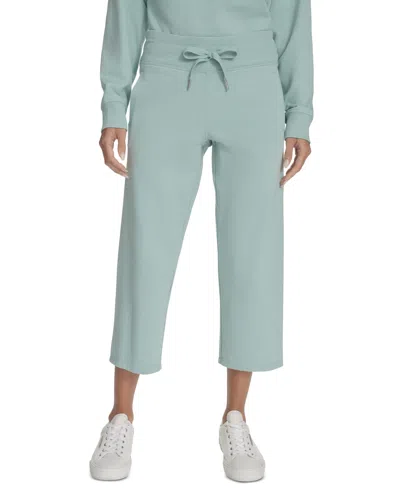 Calvin Klein Women's Cropped Drawstring-waist Pants In Blue Surf
