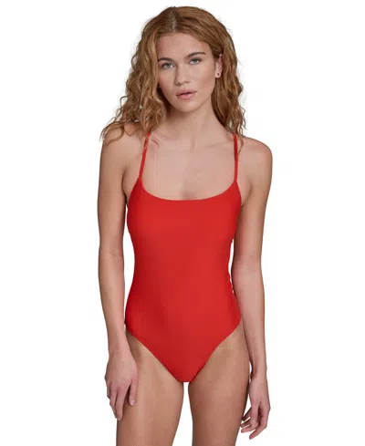Calvin Klein Women's Cross Back Straps One-piece Swimsuit In Red