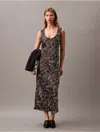 Calvin Klein Women's Crushed Satin Print Midi Dress