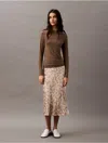 Calvin Klein Women's Crushed Satin Print Midi Skirt In Atmosphere