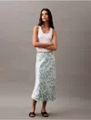 Calvin Klein Women's Crushed Satin Print Midi Skirt In Cloud Blue