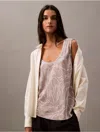 Calvin Klein Women's Crushed Satin Print Tank Top In Artistic Ash