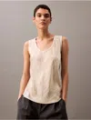 Calvin Klein Women's Crushed Satin Print Tank Top In Overcast