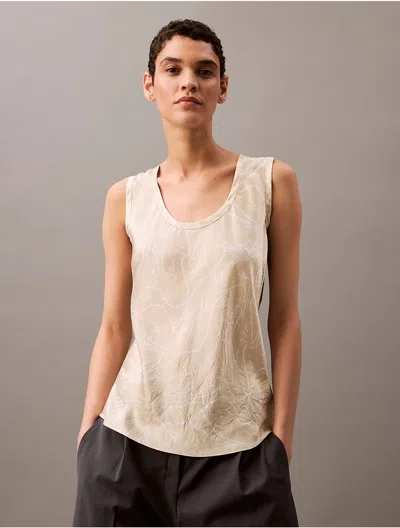 Calvin Klein Women's Crushed Satin Print Tank Top In Overcast