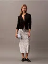Calvin Klein Women's Crushed Satin Printed Midi Skirt