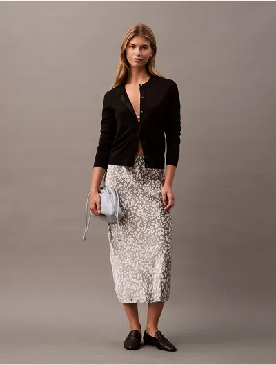 Calvin Klein Women's Crushed Satin Printed Midi Skirt