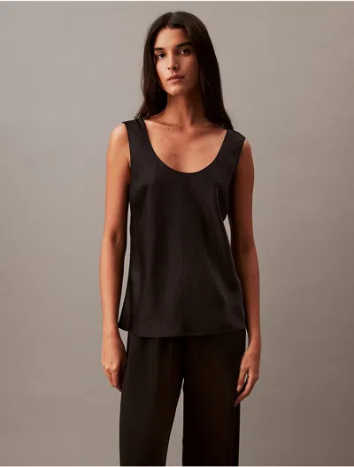 Calvin Klein Women's Crushed Satin Tank Top In Black Beauty