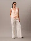 Shop Calvin Klein Women's Crushed Satin Tie Front Tank Top