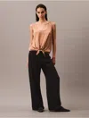 Calvin Klein Women's Crushed Satin Tie Front Tank Top In Tea Time