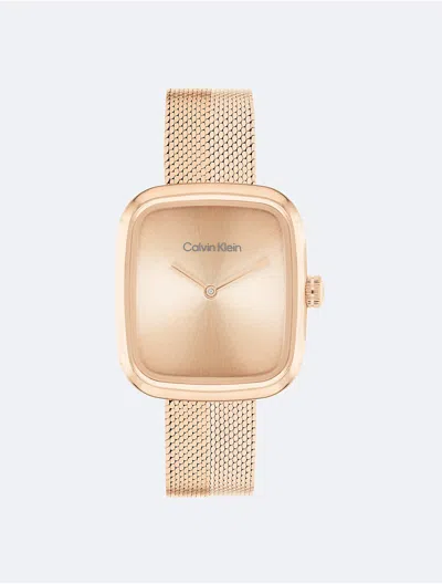 Calvin Klein Women's Curved Mesh Watch In Gold
