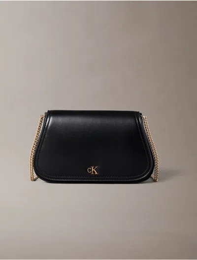 Calvin Klein Women's Curved Monogram Chain Wallet In Black