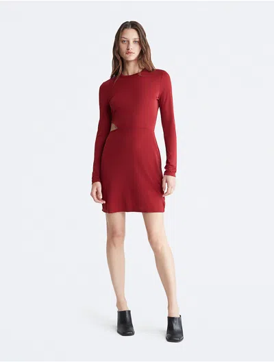 Calvin Klein Women's Cut Out Mini Dress In Burgundy