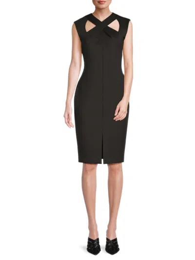 Calvin Klein Women's Cutout Sheath Knee Length Dress In Black