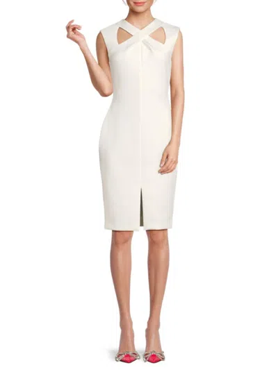 Calvin Klein Women's Cutout Sheath Knee Length Dress In Cream