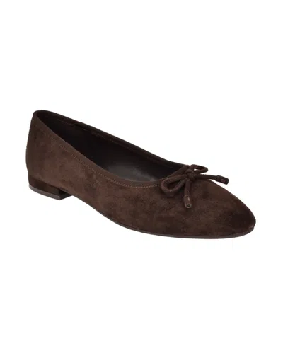 Calvin Klein Women's Cyrie Suede Low Block Heel Ballet Flats In Dark Brown Suede