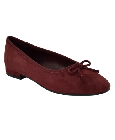 Calvin Klein Women's Cyrie Suede Low Block Heel Ballet Flats In Wine Suede