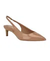 Calvin Klein Dainty Kitten Heel Pointed Toe Slingback Pump In Light Brown Patent