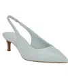 Calvin Klein Dainty Kitten Heel Pointed Toe Slingback Pump In Light Blue Leather