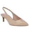 Calvin Klein Dainty Kitten Heel Pointed Toe Slingback Pump In Medium Natural Patent