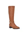 Calvin Klein Women's Daphny Pointy Toe Knee High Block Heel Casual Boots In Dark Natural