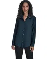Calvin Klein Women's Decorated Button-down Top In Blue