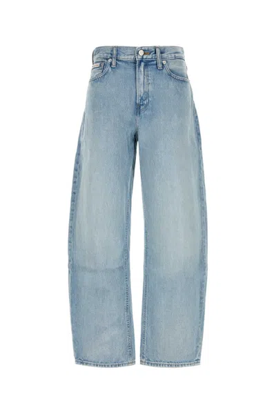 Calvin Klein Relaxed Barrel Faded-effect Wide-leg Jeans In Blue